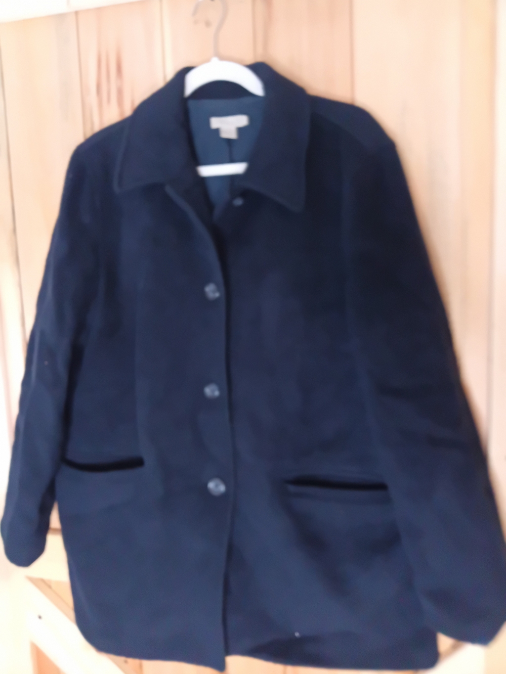 J. Crew Navy Wool Blend Pea Coat with Button Front Size Petite Large